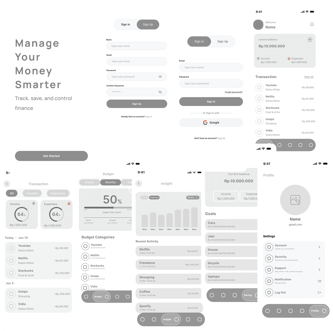 Wireframe showcase for Klyra